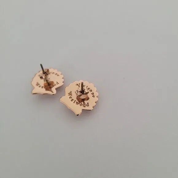 Vivienne Westwood Shells Stud Earrings Small Rose Gold Orbit Rare - Picture 4 of 5